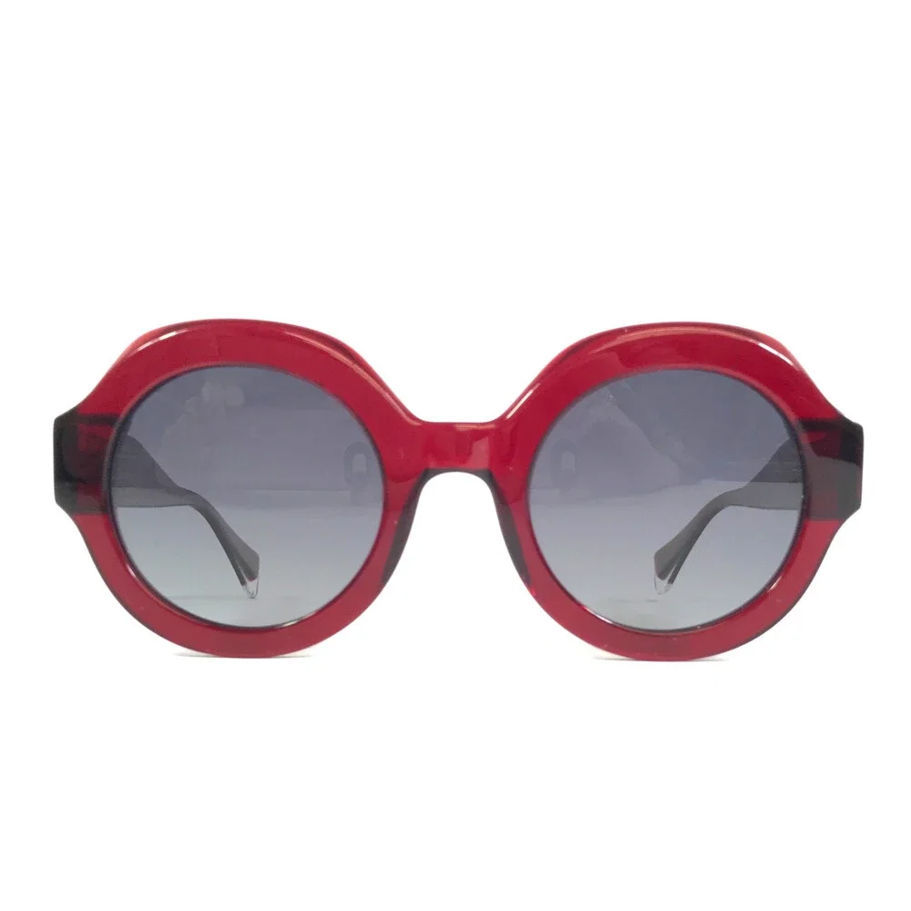 Gigi Studios Sunglasses MADDIE 67063/6 Red Round Frames w/ Blue Gradient Lenses